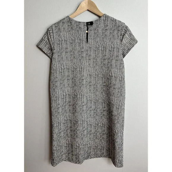 Zara Basic Collection Black & White Leaf Feather Shift Dress Size Medium Women’s - Picture 3 of 8